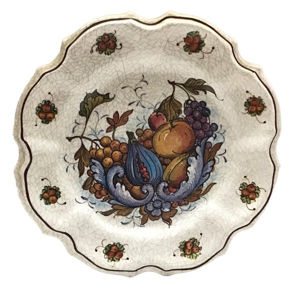 Vintage Italy Mebel Melamine Fruit Harvest Scalloped 10.5" Plate Serving / Decor - Picture 1 of 4